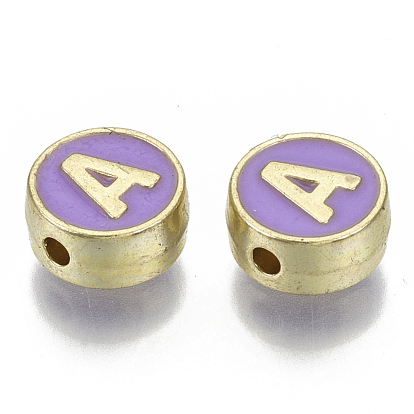 Perlas de esmalte de la aleación, sin cadmio y níque y plomo, redondo plano con letras iniciales, la luz de oro