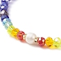 9Pcs 9 Color Natural Pearl & Cat Eye & Glass Beaded Stretch Bracelets Set, Bling Stackable Bracelets for Women