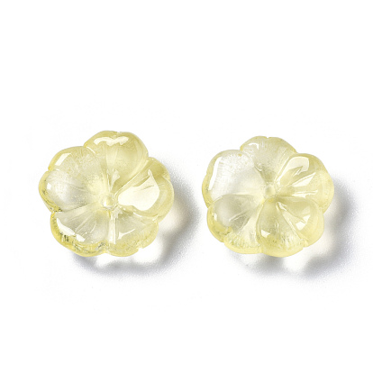 Perles de verre imitation jade peintes à la bombe transparentes, fleur