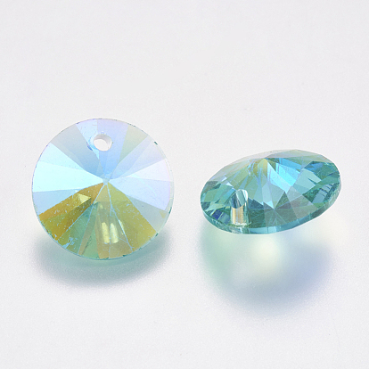 Encantos de diamantes de imitación facetados, imitación de cristal austriaco, cono