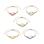 5 шт. 5 цветные браслеты из плетеных бусин из натуральной раковины каури и стеклянных семян и лэмпворк сглаза, регулируемые счастливые браслеты для женщин