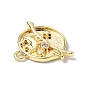 Brass Micro Pave Cubic Zirconia Pendants, Cat with Flower Window/Planet Charm