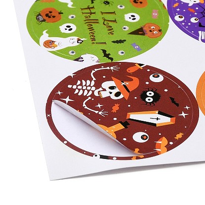 12 autocollants d'image de papier de point rond de thème d'halloween de pcs pour le scrapbooking de bricolage, , motif sur le thème d'halloween