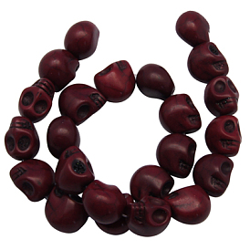 Synthetic Howlite Beads, Dyed, for Halloween, Skull, 18x17mm, Hole: 1mm