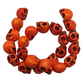 Synthetic Howlite Beads, Dyed, for Halloween, Skull, 18x17mm, Hole: 1mm, about 180pcs/kg