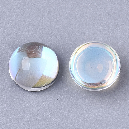 Прозрачные стеклянные кабошоны, с покрытием AB цвета, полукруглые / купольные