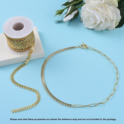 Brass Handmade Cobs Chains, Link Chains, with Spool, Long-Lasting Plated, Soldered, Leaf