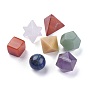 7 Chakra Natural Gemstone Platonic Sacred Stones Geometry Set, for Reiki Healing Chakra Stone Balancing, Home Display Decorations, Mixed Shapes