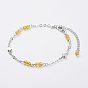 Natural Gemstone Anklets, with Brass Findings and 316 Surgical Stainless Steel Chains