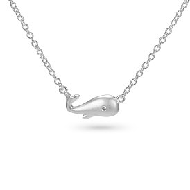 Ожерелье shegrace sweet 925 из стерлингового серебра, с крошечной кулона формы кита, 16.1 дюйм