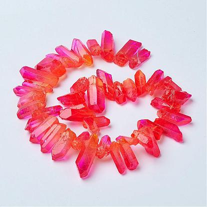 Natural Quartz Crystal Pointed Bead Strands, Dyed, Bullet
