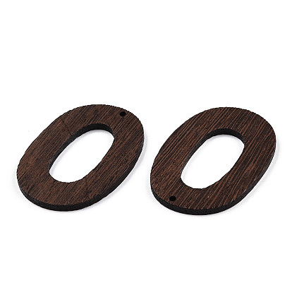 Natural Wenge Wood Pendants, Undyed, Oval Ring Charms