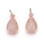 Brass Pendants, with Micro Pave Cubic Zirconia, Drop