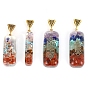 Chakra Theme Mixed Gemstone Pendants, Rectangle/Faceted Bullet Charm, with Golden Tone Alloy Findings, Round/Geometric/Vortex/Letter/Hexagon Pattern