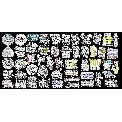 50 conjunto de etiquetas adhesivas de papel con palabras en inglés de dibujos animados, etiquetas autoadhesivas, Para decoración de maletas, patinetas y frigoríficos.