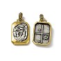 Rack Plating Brass Pendants, Cadmium Free & Lead Free & Nickle Free, Rectangle with Greece Coin Charm