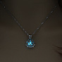 Collier pendentif cage de lotus en alliage avec pierre de luminaires synthétiques, bijoux phosphorescents pour femmes