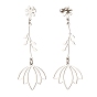 304 Stainless Steel Flower Long Dangle Stud Earrings for Women