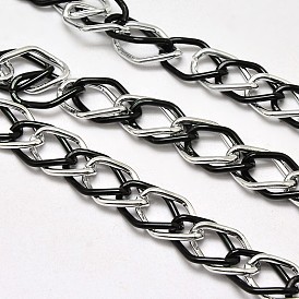 Doubles chaînes à maillons aluminium, non soudée, avec bobine, sans plomb et sans nickel, 18x13x4mm