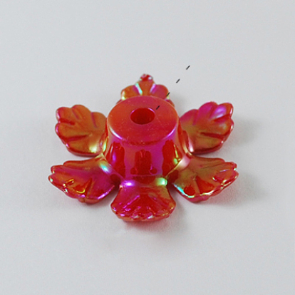 Perles acryliques opaques, couleur ab , fleur, 33x33x9mm, trou: 3 mm, environ 300 pcs / 500 g