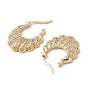 Flower Clear Cubic Zirconia Hoop Earrings, Brass Jewelry for Women