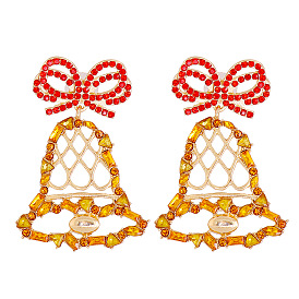 Sparkling Cartoon Christmas Bell Earrings with Rhinestones - Trendy and Versatile!