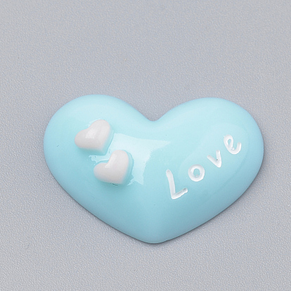 Cabochons en résine, coeur avec l'amour des mots, fabrication de bijoux de la Saint-Valentin
