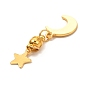 Round Brass Magnetic Clasps with Loops, with 304 Stainless Steel Charms & Jump Rings, Moon & Star
