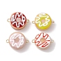 Amuletos de conector de donut de esmalte de lámpara hechos a mano, con tono dorado 304 trabillas dobles de acero inoxidable
