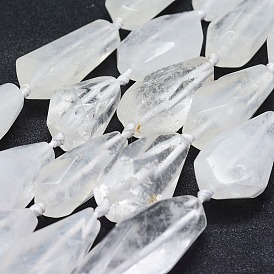 Natural Quartz Crystal Beads Strands, Faceted, Drop