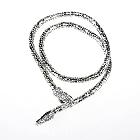 Rhinestone Snake Pendant Necklace, Lariat Necklaces