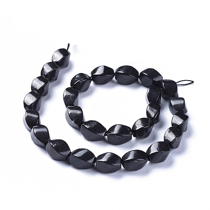 Natural Shungite Beads Strands, Twist Oval, Faceted