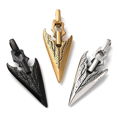 Ion Plating(IP) 304 Stainless Steel Pendants, Spearhead Arrow Weapon Charm