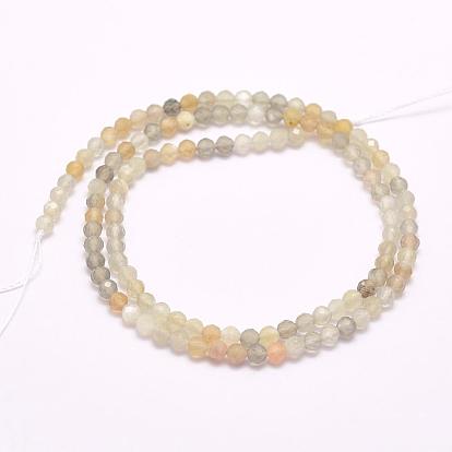 Natural Multi-Moonstone Beads Strands, Dyed, Faceted, Round