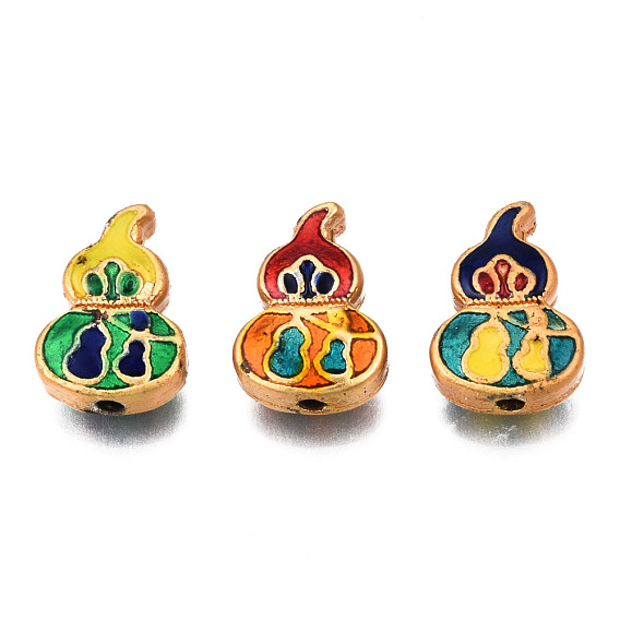 Alloy Enamel Beads, Matte Style, Cadmium Free & Lead Free, Matte Gold Color, Gourd