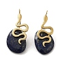 Natural Gemstone Faceted Pendants, Ion Plating(IP) Golden Tone 304 Stainless Steel Snake Charms
