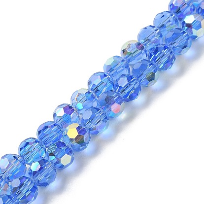 Transparentes perles de verre de galvanoplastie brins, de couleur plaquée ab , facette, rondelle
