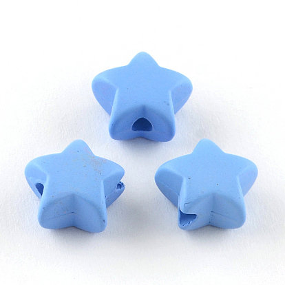 Star Spray Painted Fluorescent Acrylic Beads, 11x12x6mm, Hole: 2mm, about 1290pcs/500g