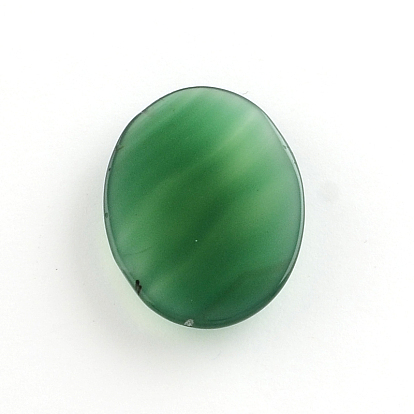 Natural Green Agate Gemstone Cabochons, Oval, 40x30x6~9mm
