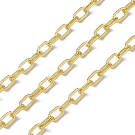 Brass Paperclip Chains, with Spool, Soldered, Long-Lasting Plated, Cadmium Free & Nickel Free & Lead Free