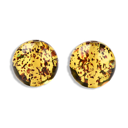 Transparent Resin Beads, with Dried Flower Inside, Round