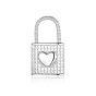 Brass Micro Pave Clear Cubic Zirconia Pendants, Lock Charms