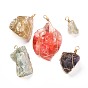 Natural Mixed Gemstone Pendants, with Real 18K Gold Plated Eco-Friendly Copper Wire, Nuggets