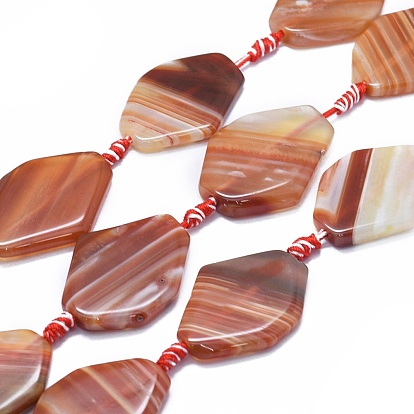 Natural Banded Agate/Striped Agate Beads Strands, Dyed & Heated, Rhombus