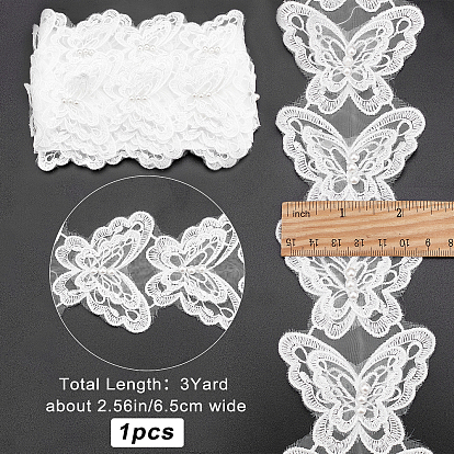 Gorgecraft 3 Yards Lace Trim, Polyester Lace Ribbon Edge Trimmings, for Sewing and Bridal Wedding Decoration, Butterfly