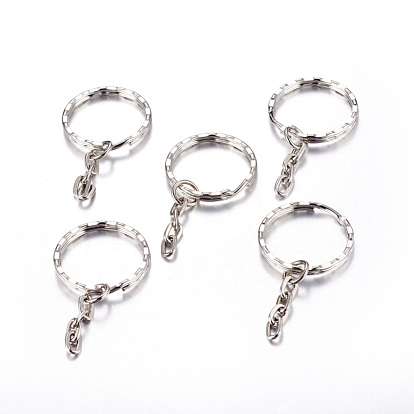 Iron Split Key Rings, Keychain Clasp Findings, 45mm long, 25mm in diameter