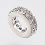 Brass Micro Pave Cubic Zirconia European Beads, Large Hole Beads, Lead Free & Cadmium Free, Ring