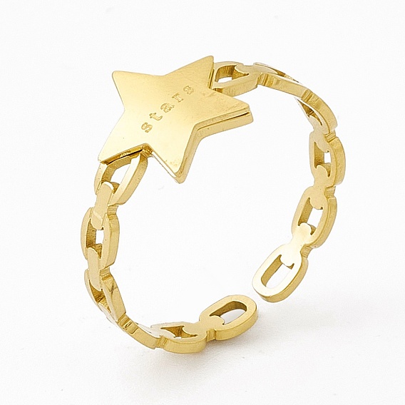 Ионное покрытие (ip) 304 Кольцо-звездочка из нержавеющей стали для женщин, овальные кольца с открытыми кольцами