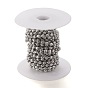 Brass Ball Chains, Ring Textured Pattern, with Spool, Long-Lasting Plated, Unwelded