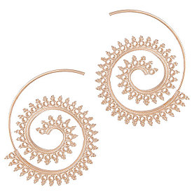 Spiral Gear Earrings with Exaggerated Vortex Design - Unique Circle Ear Jewelry in Gold and Silver